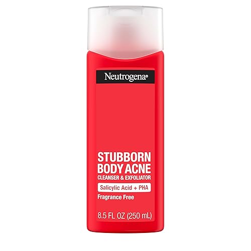 Neutrogena Salicylic Acid & PHA Stubborn Acne Body Wash, Exfoliating Cleanser Acne Treatment for Chest & Shoulder, Gently Clears, Exfoliates & Helps