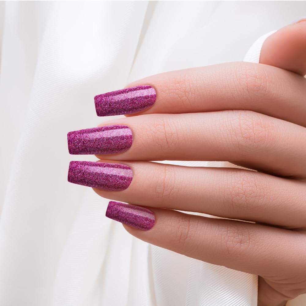 KISS False Nails Kit, Dreamdust Ready to Wear Gel Sculpted Nails, Stick and Glue Included, Long Length, Square Shape with Glitter Effect, Long-Lasting Beauty & Personal Care KISS