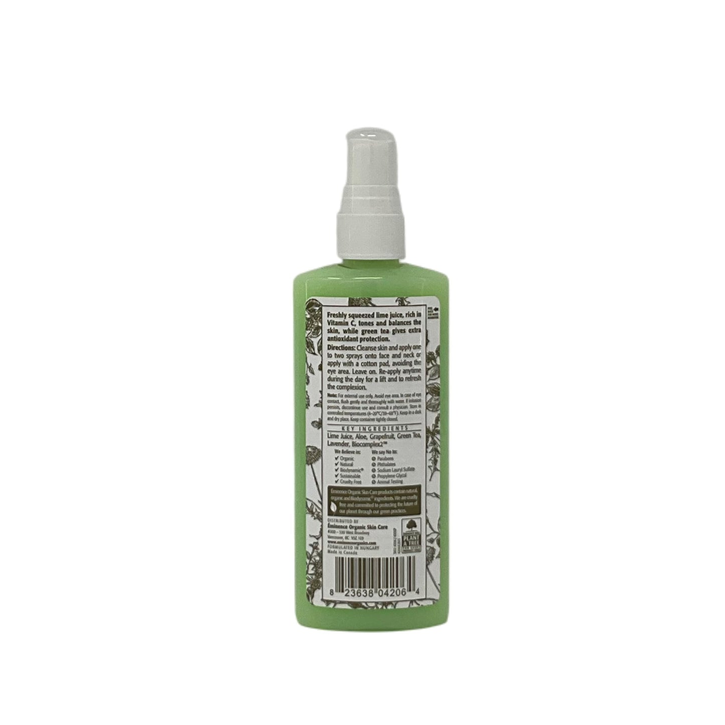 Eminence Organic Skincare Lime Refresh Tonique, Green, 4.2 Fl Oz