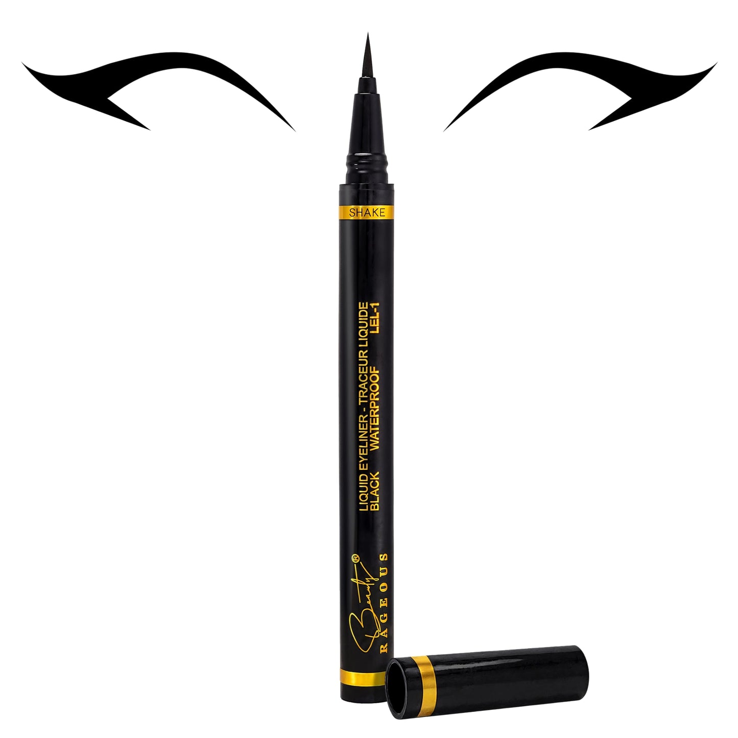 Beauty Rageous - Liquid Black Eyeliner - Waterproof, Smear-Resistant (LEL-1), Vegan, Cruelty-Free