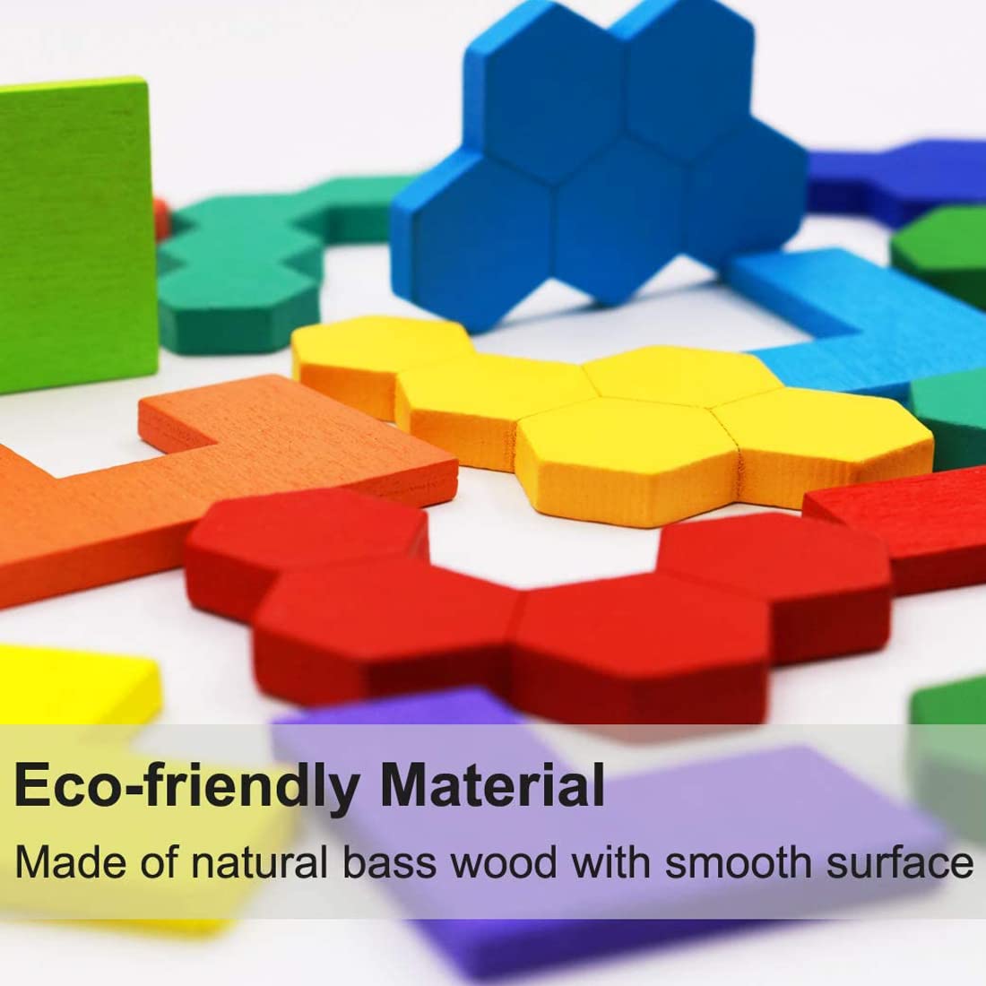 2-Pack Wooden Russian & Hexagon Block Puzzles – STEM Educational Brain Teasers for Kids & Adults, Logic Game & Intelligence Toy Gift