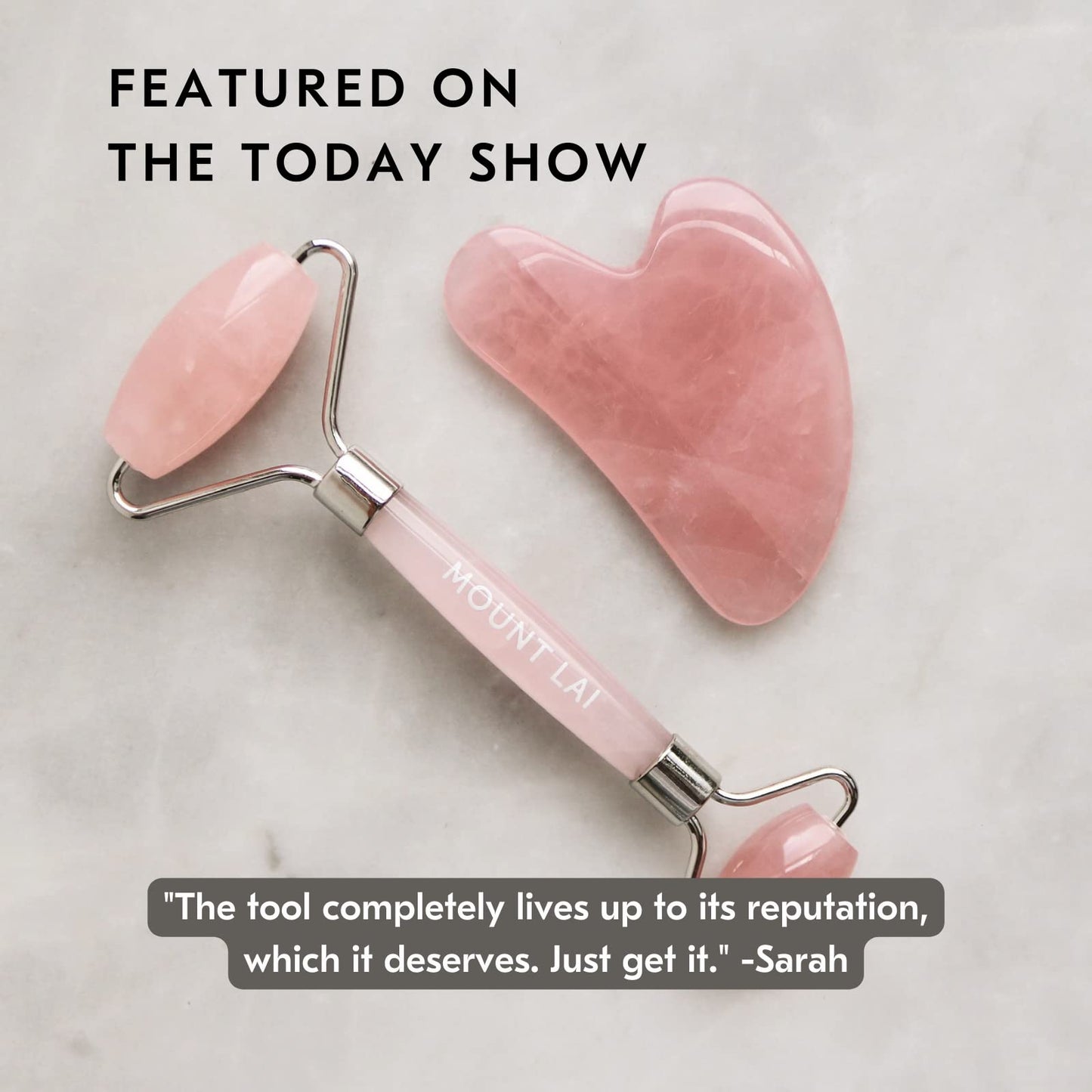 Mount Lai Rose Quartz Gua Sha Facial Tools, Pink Quartz Gua Sha Facial Tools Set and Roller, Guasha Tool for Face to Relieve Muscle Tension and Reduce