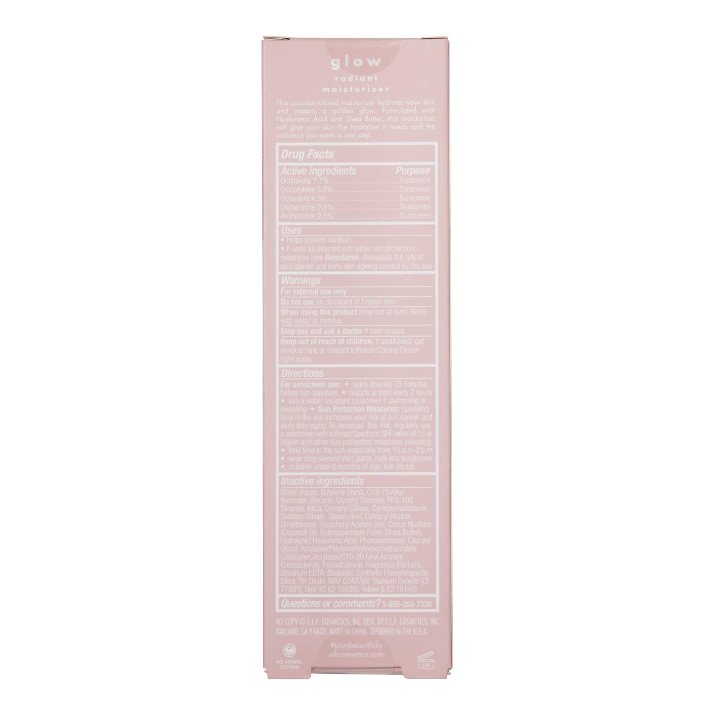 e.l.f. Glow Radiant Moisturizer SPF 15, Hydrating Moisturizer With SPF, Instant Glow, Infused With Hyaluronic Acid, Vegan & Cruelty-Free, 1.2 Fl Oz