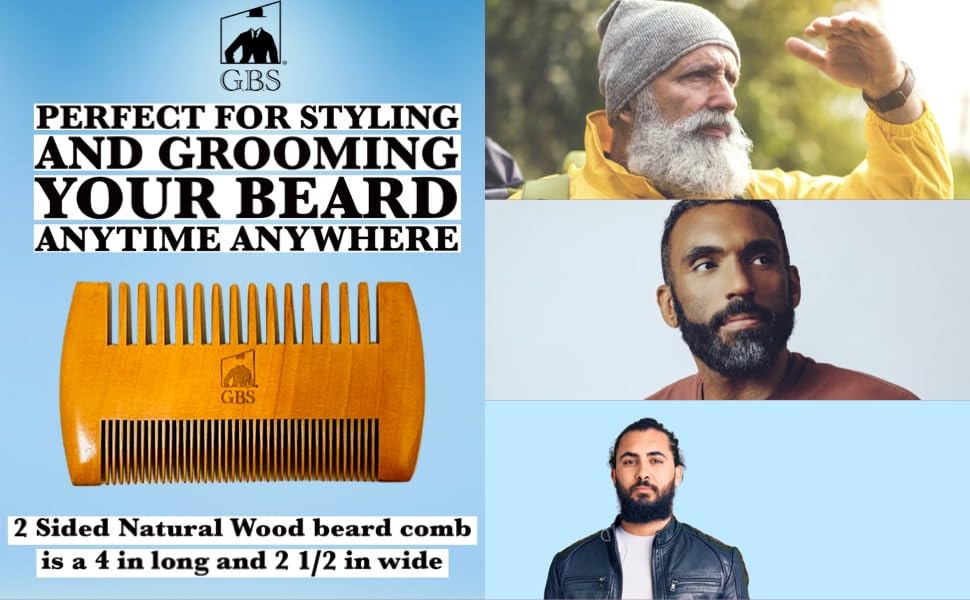 G.B.S Professional Beard Care Kit- Doppler Travel Bag, Professional Trimming Scissor, Multi-Side Natural Wood Comb, Mustache Wax, Beard Oil, Beard