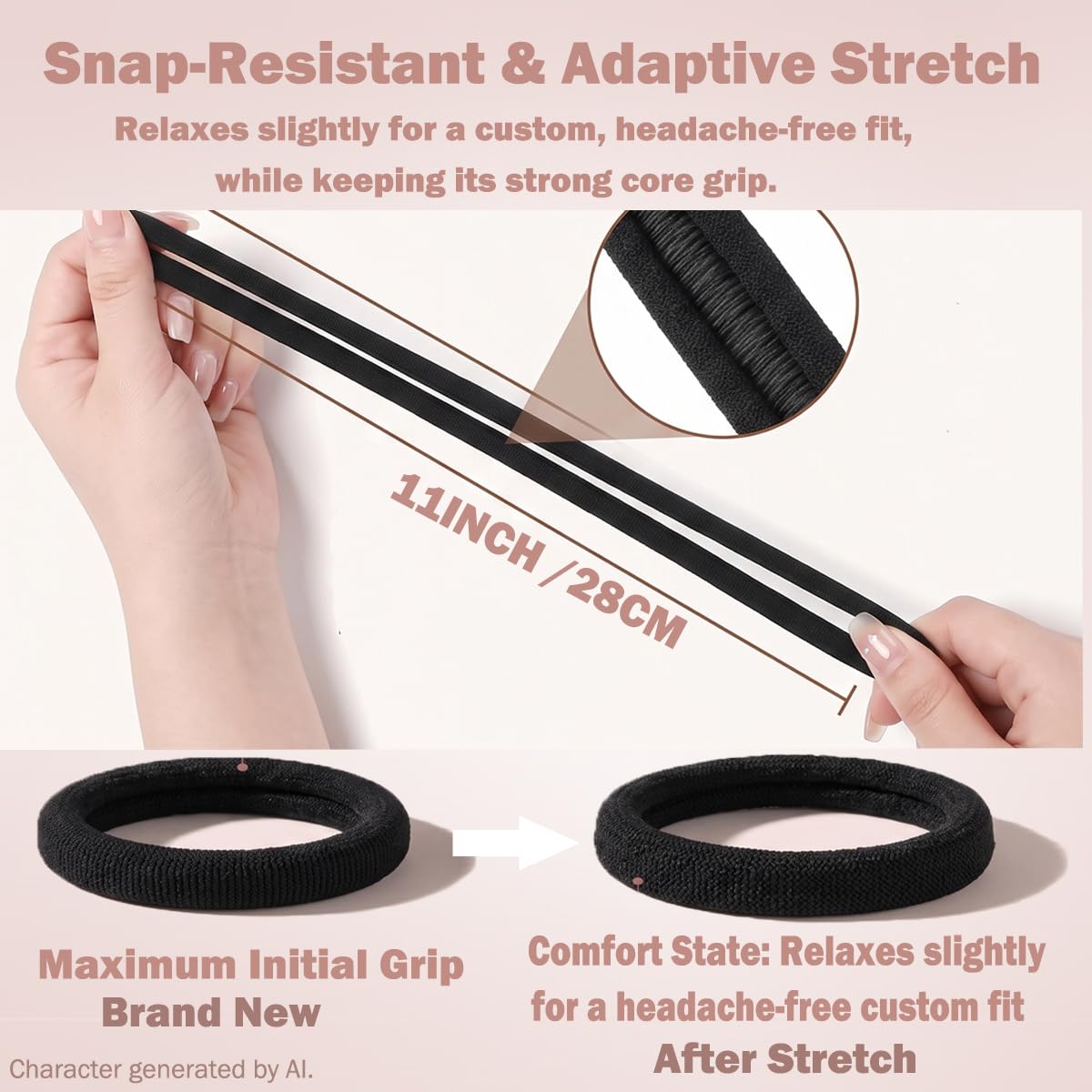 Seamless Hair Ties No Damage Nylon Ponytail Holders for Thick Curly Hair Beauty and Personal Care Vrose Flosi