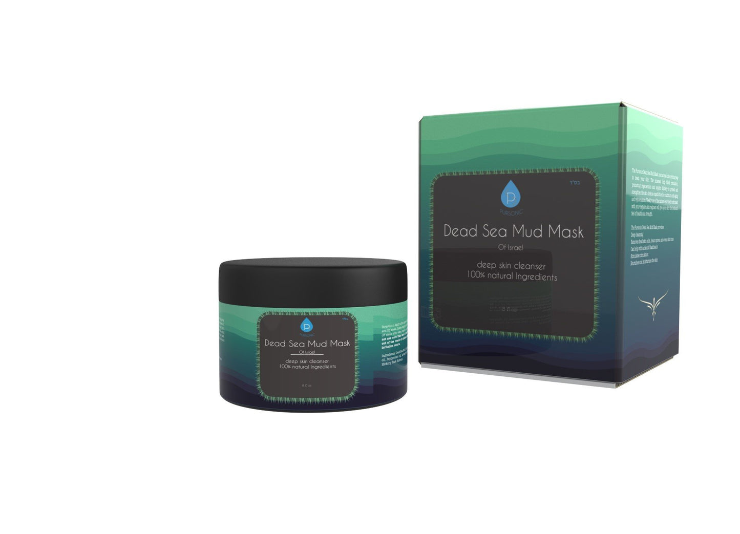 Pursonic Dead Sea Mud Mask For Face, Acne, Oily Skin & Blackheads, 100% Natural For Younger Looking Skin 8oz