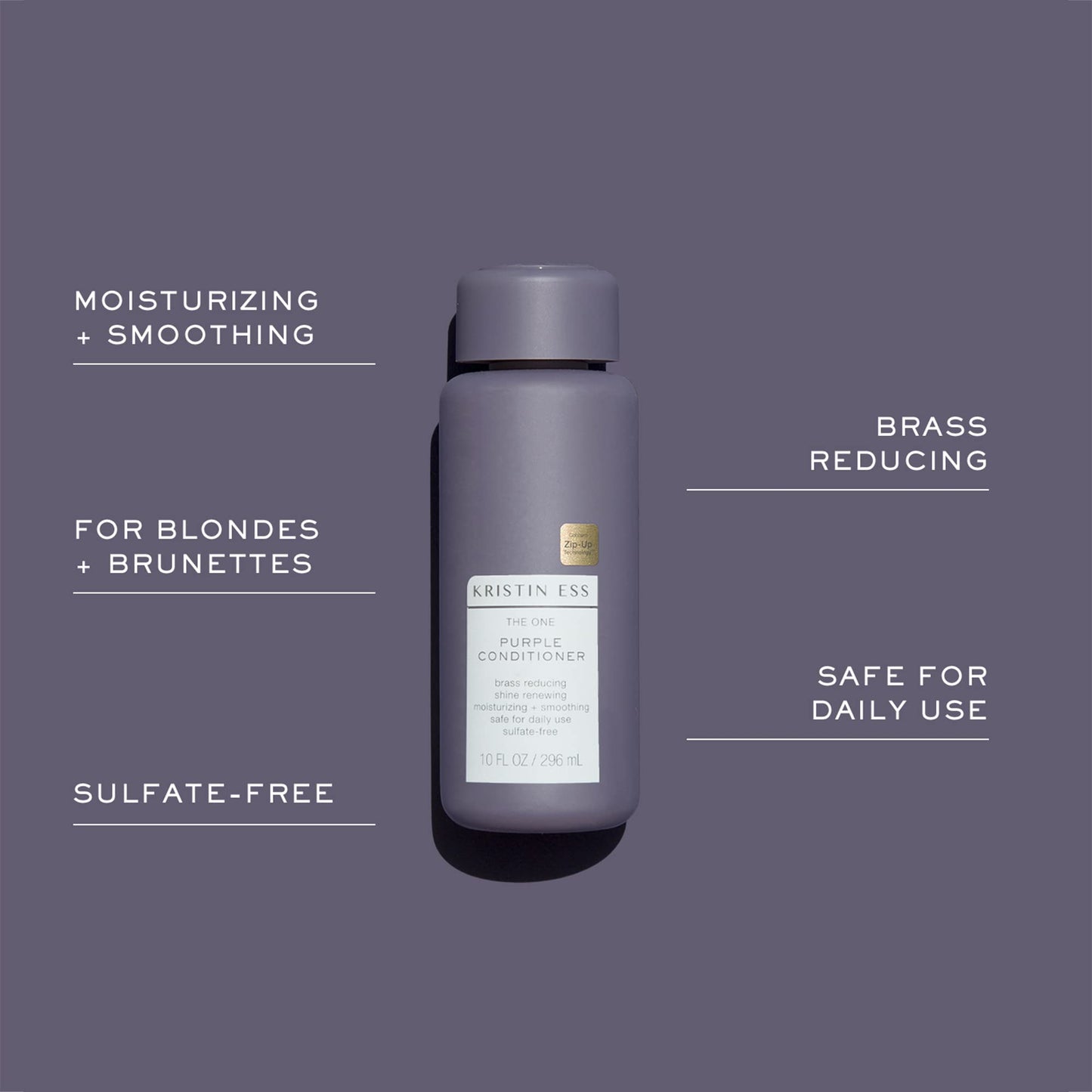 Kristin Ess Hair Purple Shampoo and Conditioner Set for Blonde, Brunette, Silver + Gray Hair, Anti Brass + Yellow Tones, Safe for Color Treated Hair