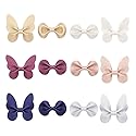Liasun 12Pcs/set Butterfly Bowknot Hair Clips Soft Wave Grain PU Hair Bows Clips with Alligator Clips Barrettes Hair Accessories for Baby Girls Kids