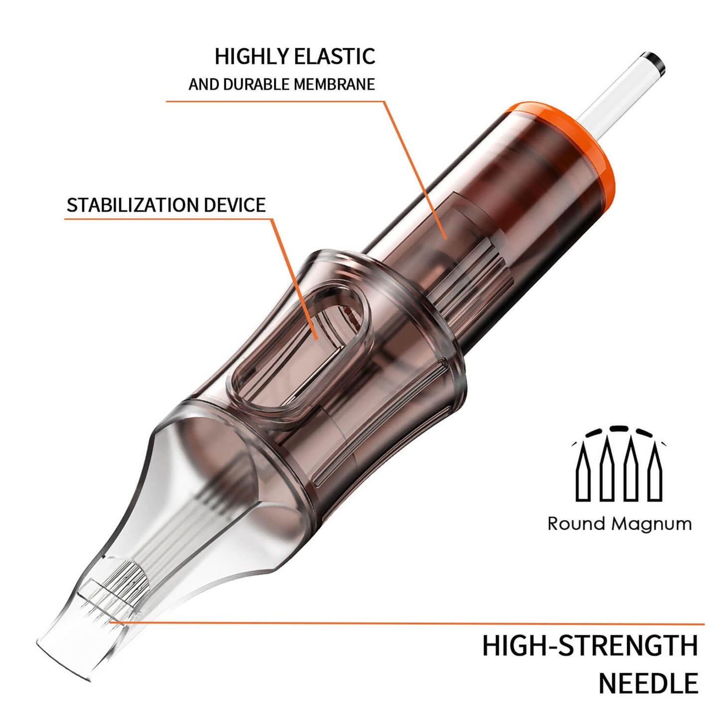 A-minusone 20 Pcs 1215RM Standard Disposable Tattoo Needle Cartridges - 20 Pack of Round Magnum Needles with Membrane Safety Cartridges for Tattoo Beauty and Personal Care A-minusone