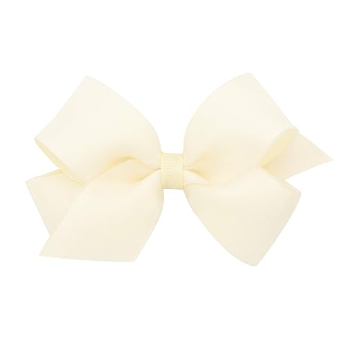 Wee Ones Girls' Grosgrain Hair Bows with Organza Overlay on a WeeStay Clip, Medium, Off White