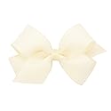 Wee Ones Girls' Grosgrain Hair Bows with Organza Overlay on a WeeStay Clip, Medium, Off White