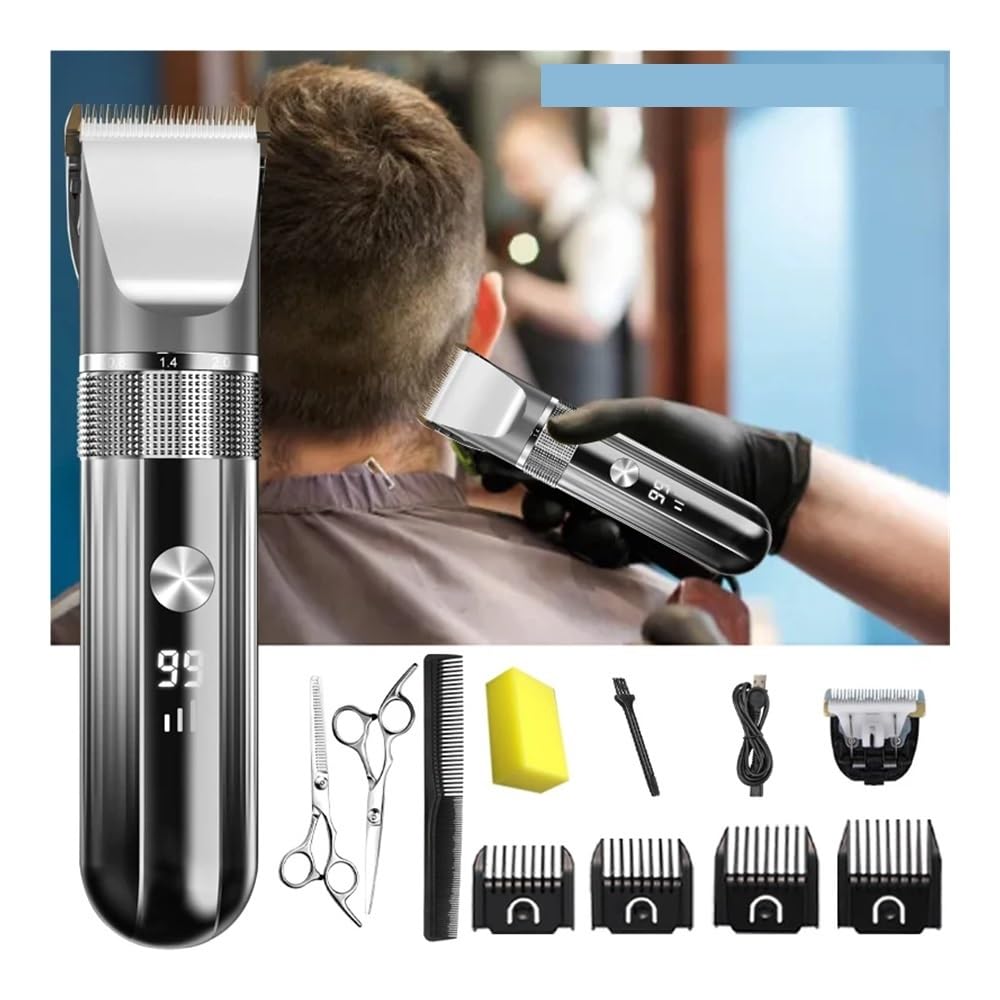 EWKYLSEM Electric Hair Clipper Professional Trimmer Household Waterproof LED Display Men USB Charging Haircut Tools Set(Black-Set1) Beauty and Personal Care EWKYLSEM