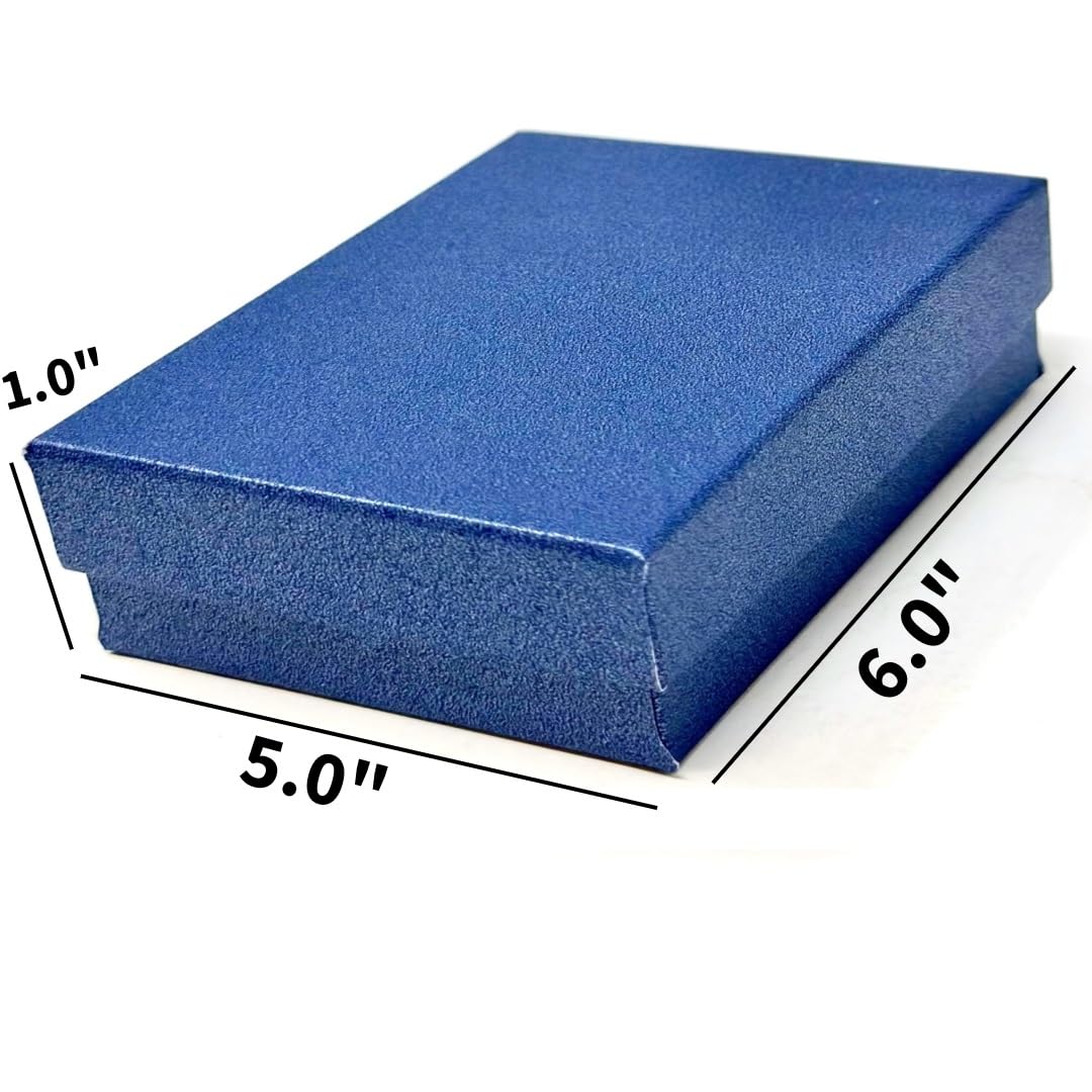 10 Pack Cotton Filled Pearl Blue Color Paper Cardboard Jewelry Necklace Bracelet Bangle Watches Presentation, Retail Display, Packaging Boxes. Size…