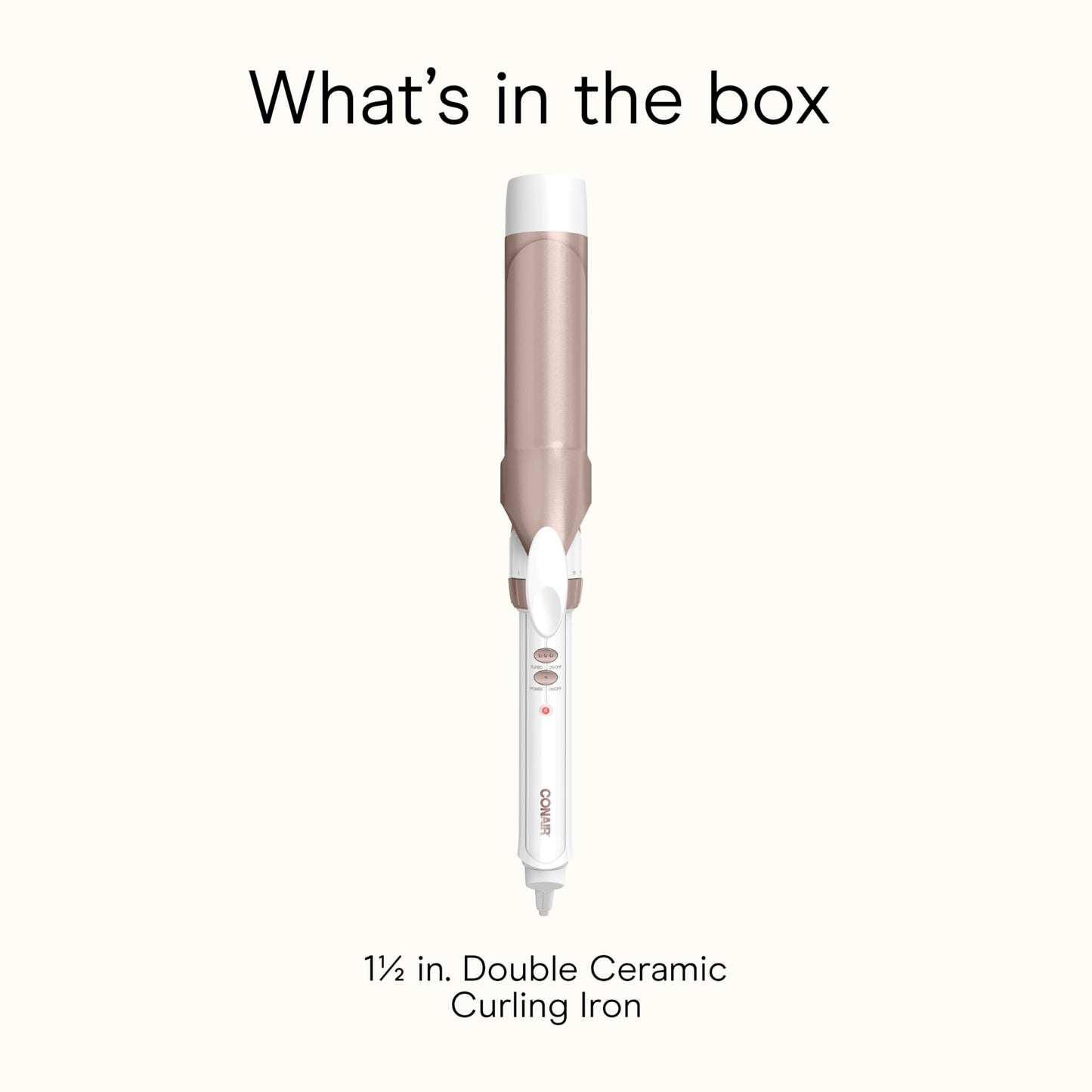 Conair Double Ceramic 1-1/2 Inch Curling Iron, 1.5-Inch Barrel Creates Soft Waves and Curls, Hair Curler for Use on Medium and Long Hair, White