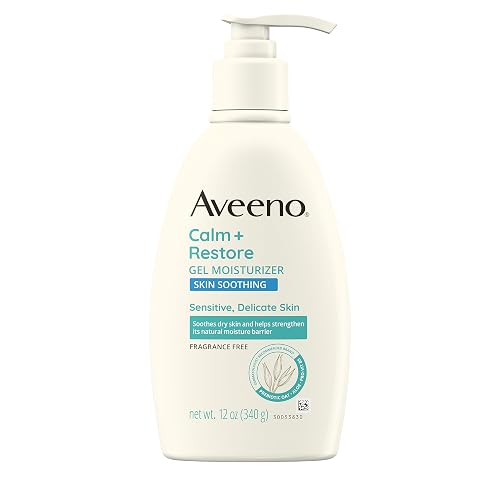 Aveeno Calm + Restore Body Moisturizer Gel for Sensitive Skin, Lightweight Moisturizer to Help Heal Dry Skin with Aloe Vera, Prebiotic Oat