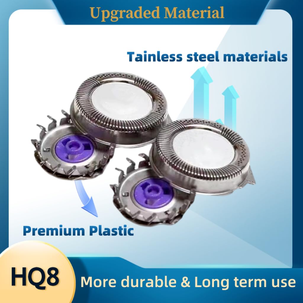 3PCS HQ8 Replacement Heads Shaver Blades Fit for 7340xl PT730 PT735 AT810 AT811 AT830 AT880, Close-cutting Men's Electric Razor for a Smooth and Clean Beauty and Personal Care BNVXR