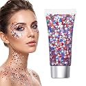 Red White Blue Hair Glitter Stick, 2026 New Patriotic USA Flag Star Chunky Face Body Outfits Sparkle Patriotic Pride Glitter for Soccer President's