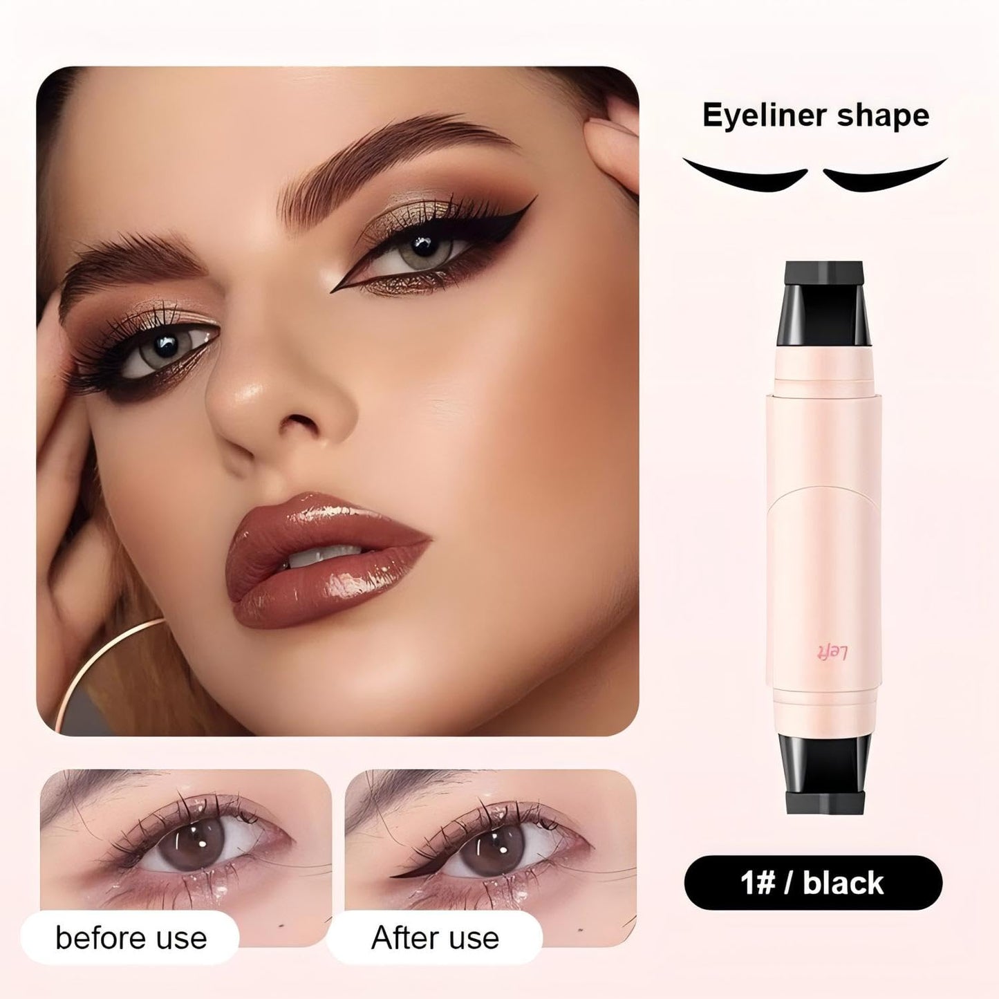 PAGE VINE Winged Eyeliner Stamp Pen Dual Head Rotating Design, Quick-Dry, Long-Lasting, Smudge-Proof for Easy Cat Eye (Black) Beauty and Personal Care PAGE VINE