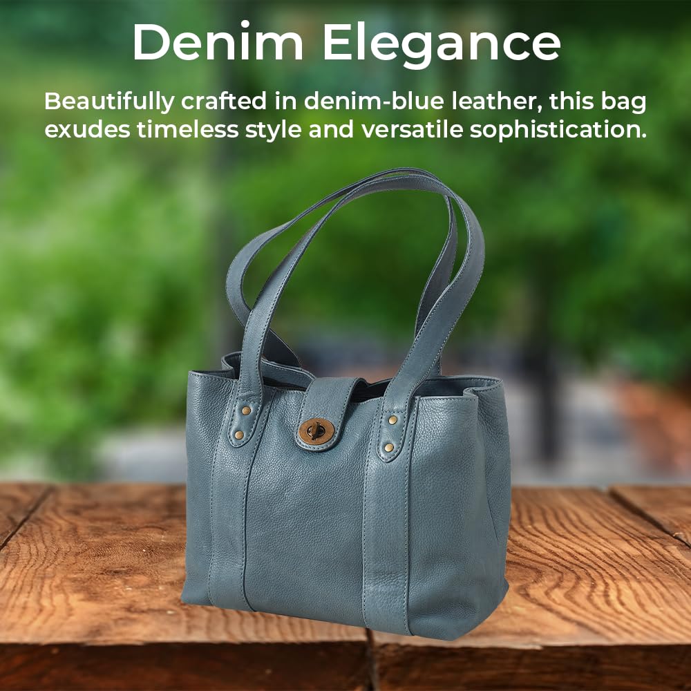 Twist Lock Leather Bag for Women, Ladies Shoulder Purse, Handbag with Multiple Pockets, Magnetic Snap Closure