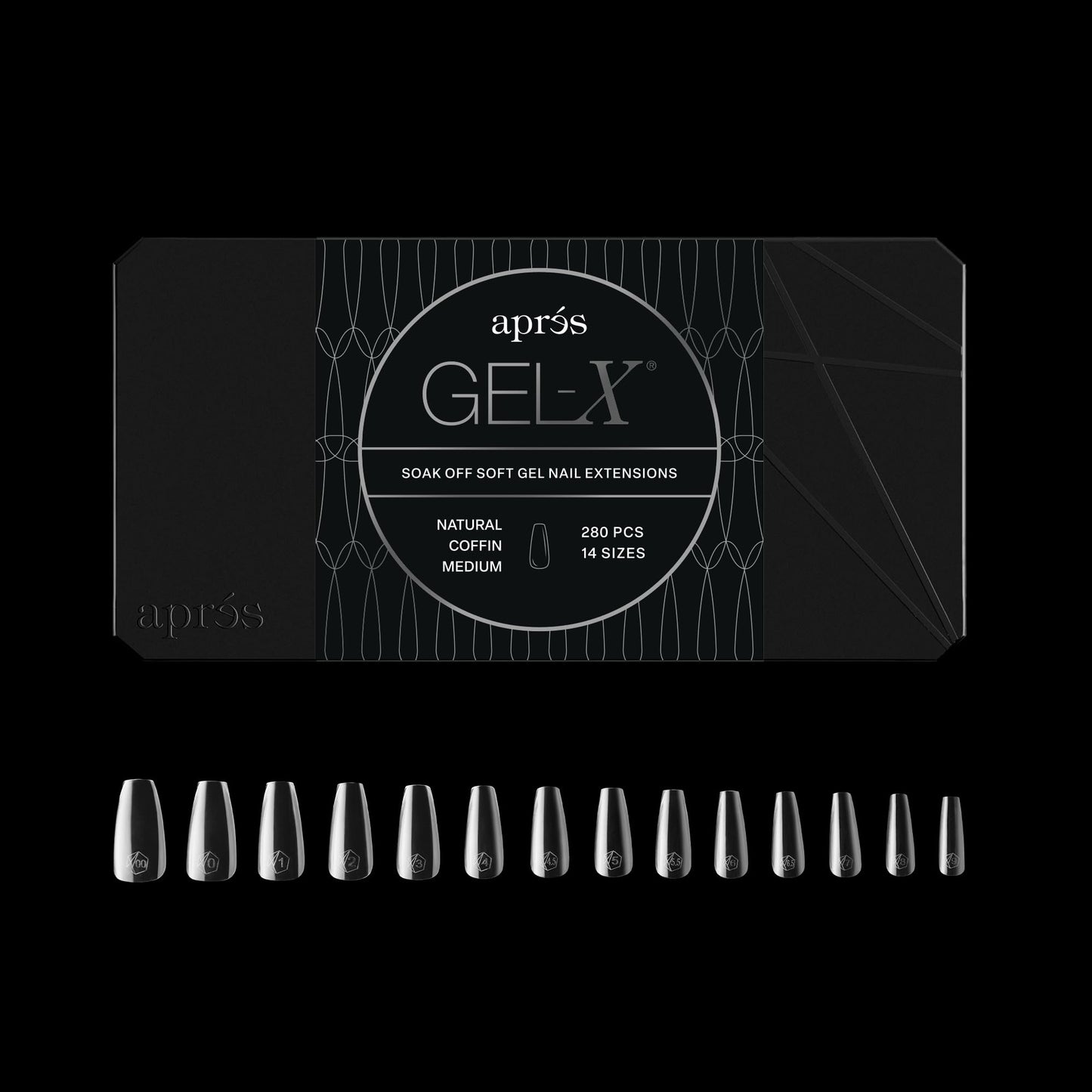 Apres Gel-X® Coffin Box of Nail Tips | 280 Gel-X Tips, Soft Tips, 14 Sizes 00-9 | Half-sizes Included (Natural Coffin Medium, 280 Count) Beauty & Personal Care APRÉS