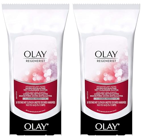 OLAY Regenerist Advanced Anti-Aging Micro-Exfoliating Cleansing Cloths 30 Each (Pack of 2)