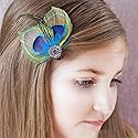 Acenail Boho Peacock Crystal Hair Accessory - Feather Hair Clips and Barrettes for Women and Girls