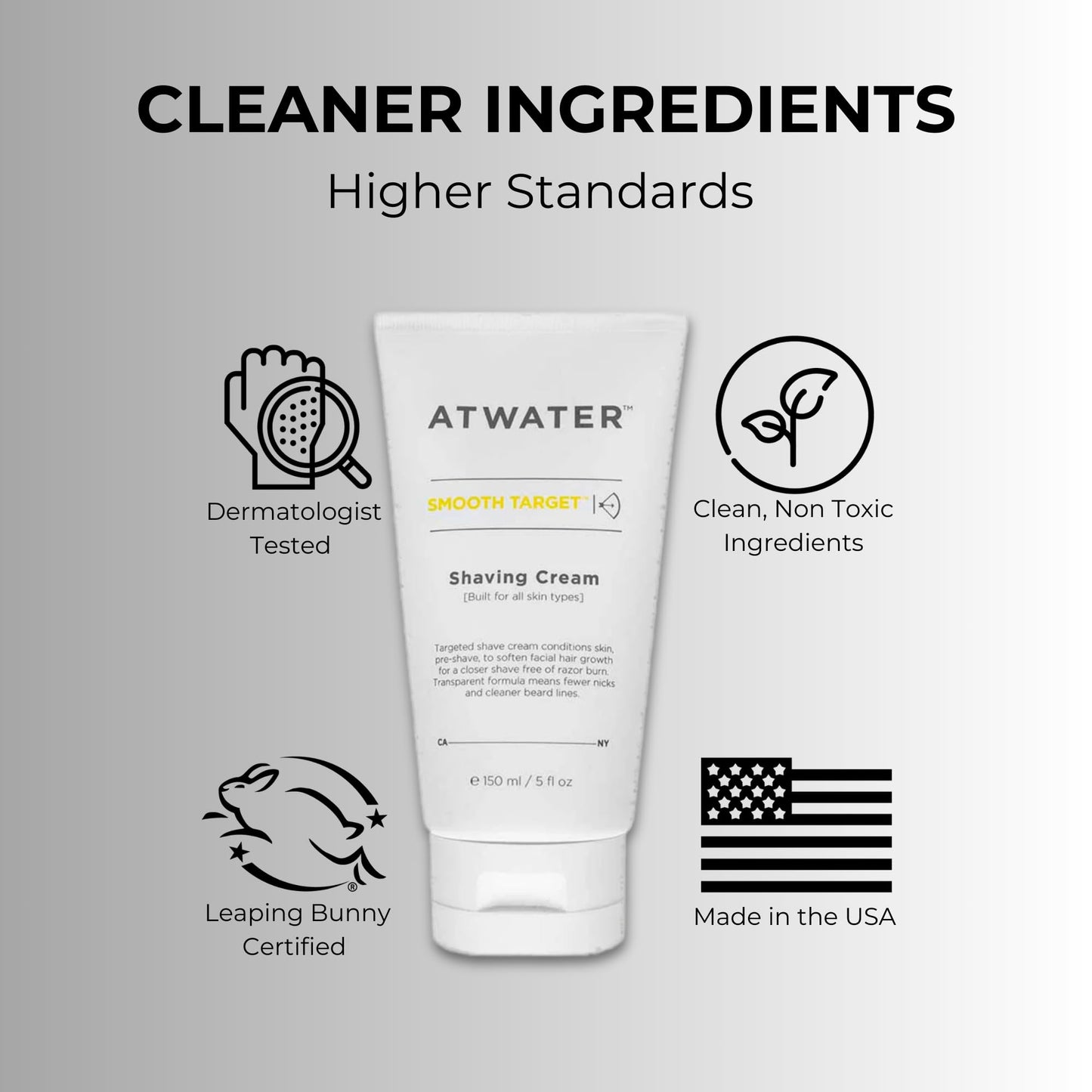 ATWATER Smooth Target Shaving Cream, Men's Pre-Shave and Shave Cream in One, Translucent Formula with Rosa Gallica Extract, Nick-Free Protection…
