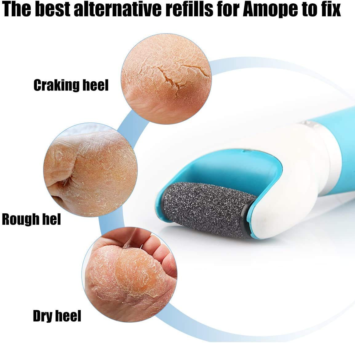 6 Extra Coarse Replacement Roller Refill Heads for Amope Pedi Perfect Electronic Foot File with Diamond Crystals