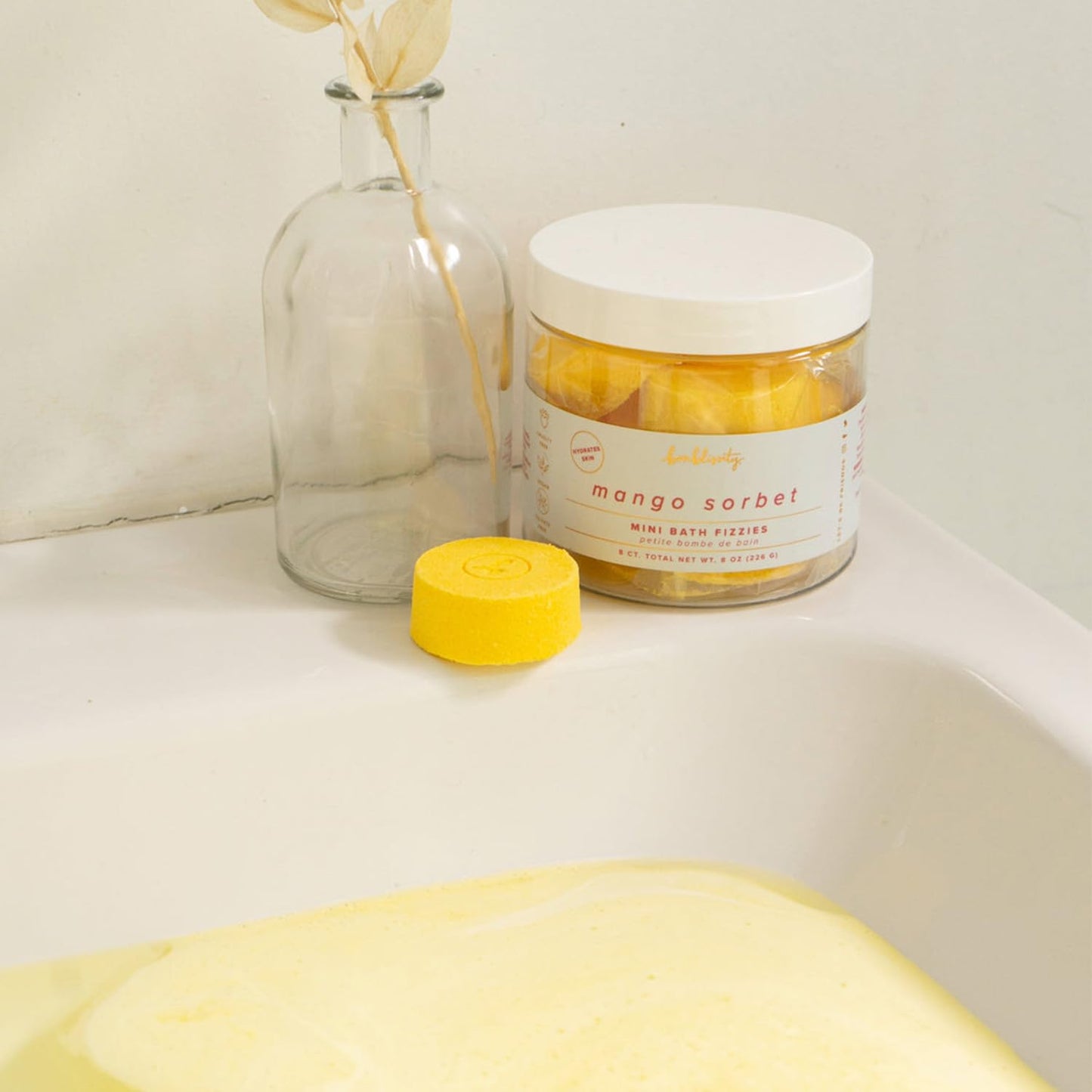 Bonblissity Mini Bath Bombs for Women, 8 pcs - Mango Sorbet Scented Fizzies, Multipurpose Moisturizing Bath Bomb, Shower Steamer, or Foot Soak, Home…