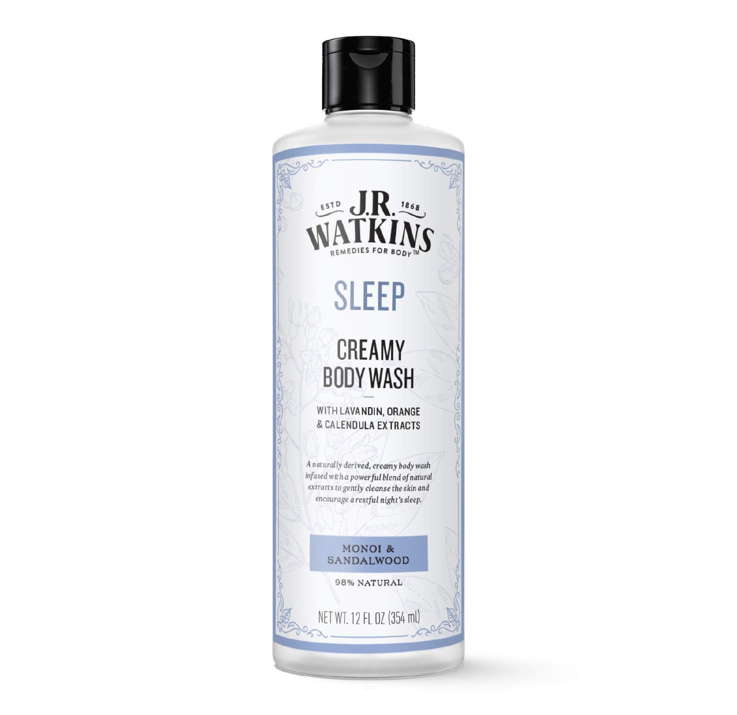 J.R. Watkins Sleep Creamy Moisturizing Body Wash, Cleanses & Encourages Restful Sleep, Natural Monoi & Sandalwood, 12 oz Beauty & Personal Care J.R. Watkins