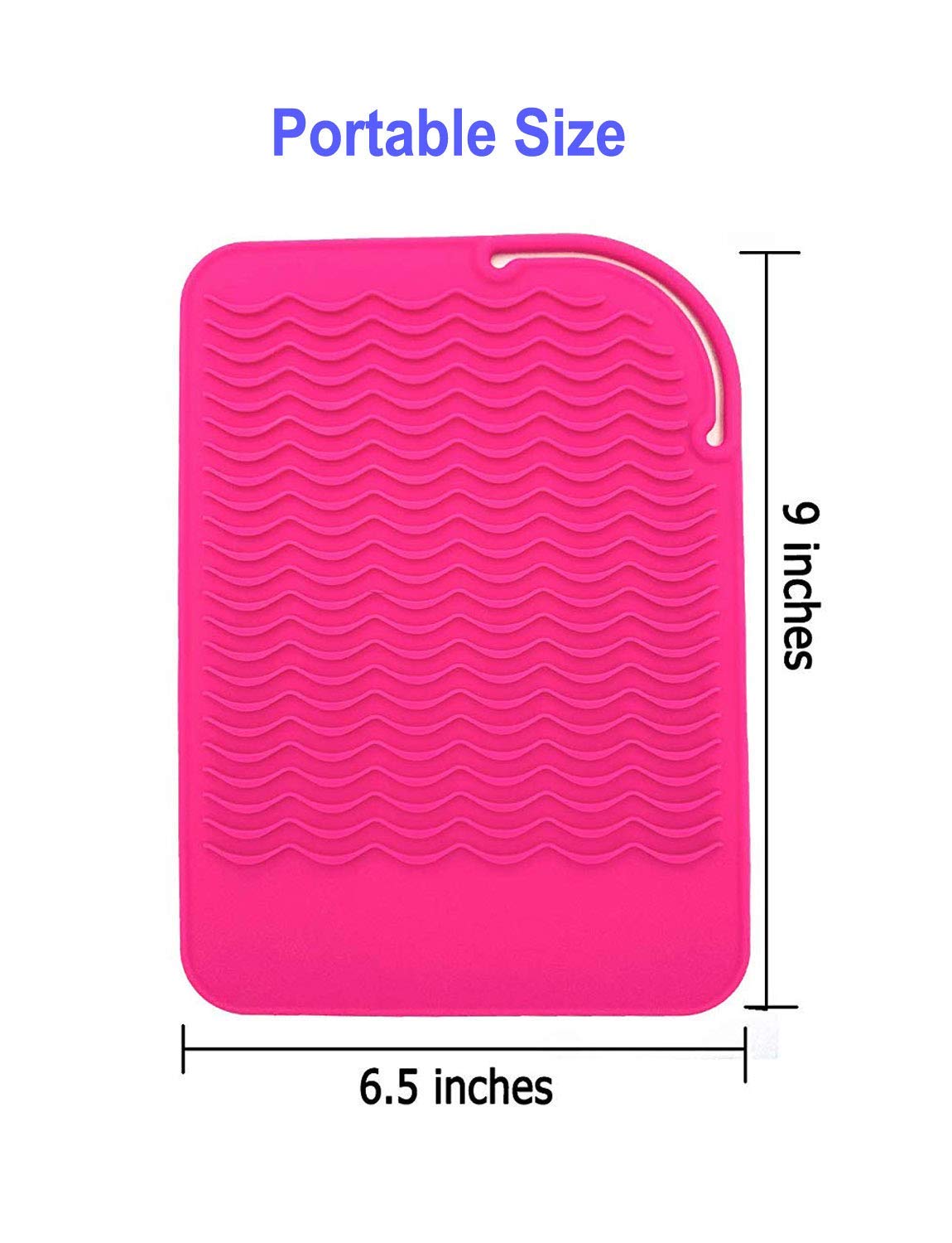 Heat Resistant Mat for Curling Iron, Flat Irons and Hair Straightener Hair Styling Tools 9" x 6.5", Food Grade Silicone, Pink