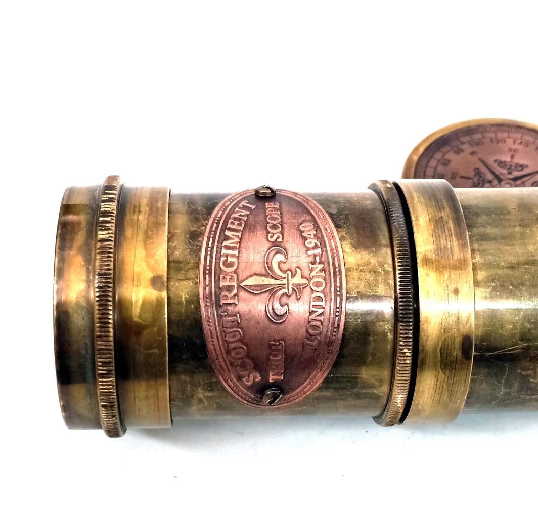 Scout Regiment Brass Telescope 19" – Antique London 1940 Broadhurst Clarkson Spyglass Replica with DF Lens & High Magnification