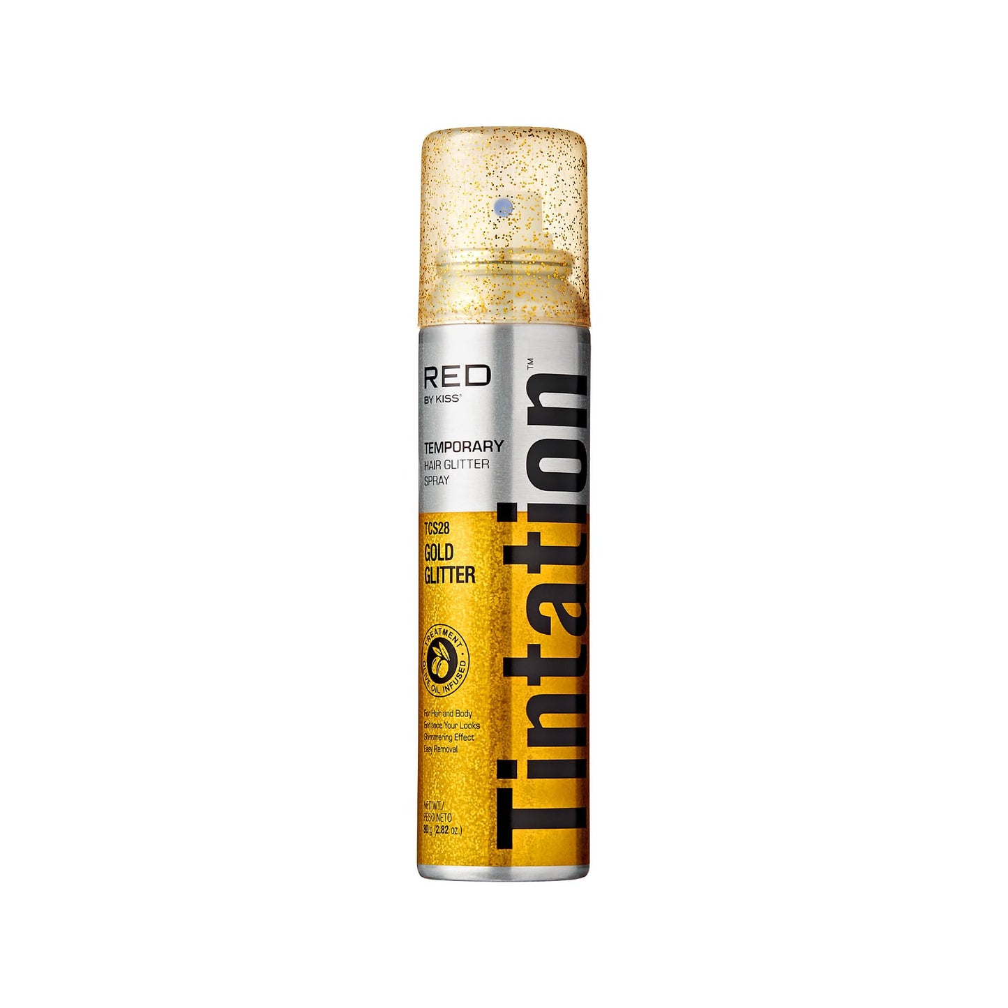 Red By Kiss Tintation Glitter Spray - Long-Lasting Body & Hair Sparkle, Quick-Drying, Waterproof for Events, Parties, Festival Rave, Prom