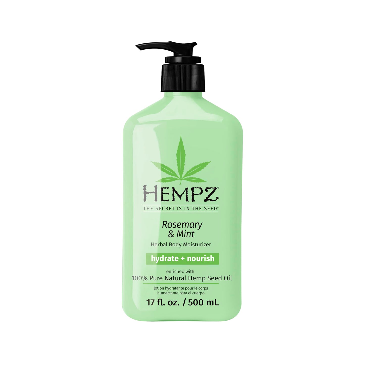 HEMPZ Body Moisturizer, Rosemary & Mint 17 Oz - Hydrating Lotion Rich with Minerals, Vitamin C, & Hempseed Oil to Nourish & Repair Extremely Dry or