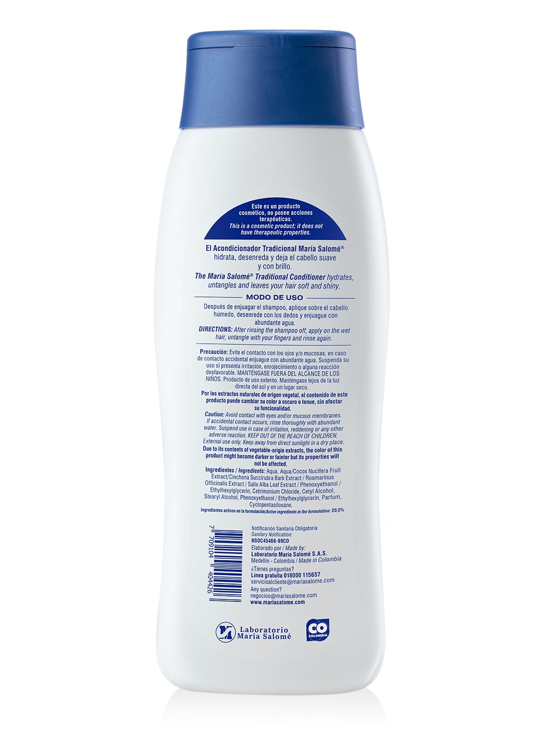 Maria Salome Acondicionador Hidratabte con Extractos Naturales Moisturizing 400ml