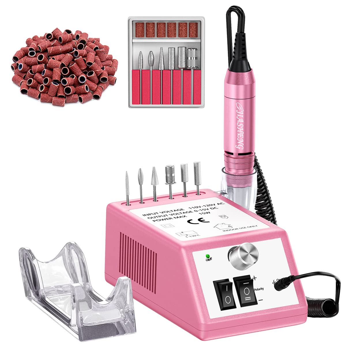 Jiasheng Electric Nail Drill, 30000rpm Professional Nail Drill Machine, Compact Electrical Nail File Kit for Acrylic Gel Nails Efile Drill