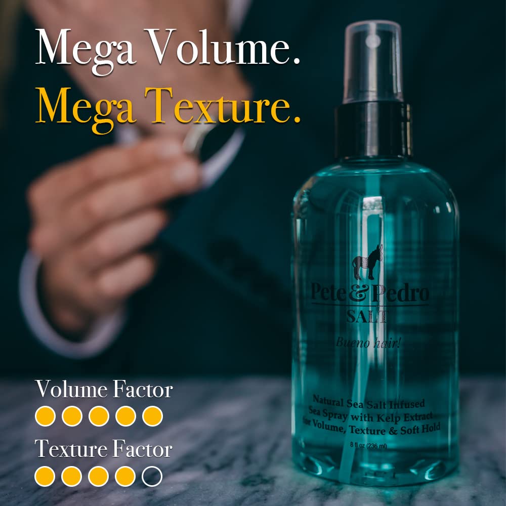Pete & Pedro SALT - Natural Sea Salt Spray for Hair Men & Women, Adds Instant Volume, Texture, Thickness, & Light Hold | Texturizing & Thickening | As
