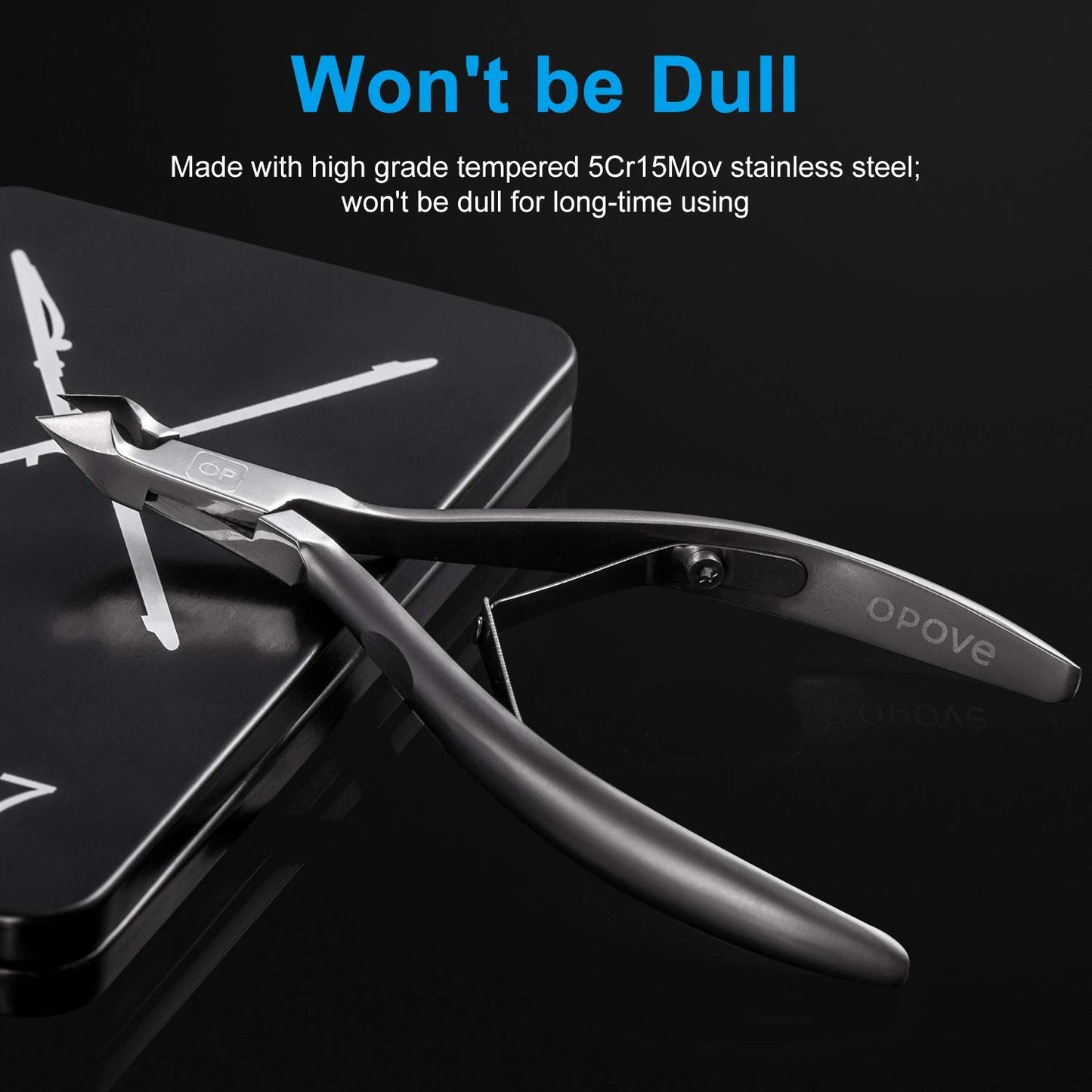 Cuticle Trimmer 3/4 Jaw Extremely Sharp Cuticle Nippers Scissors Stainless Steel Clippers Cutter Remover Pedicure Manicure Nail Tool, opove X7, Space