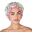 Reusable Bath & Shower Cap Lined, Oversized Waterproof Shower Caps Large Designed for all Hair Lengths with PEVA Lining & Elastic Band Stretch Hem