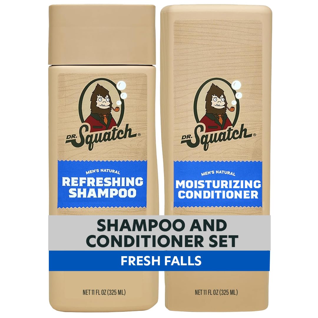 Dr. Squatch Men's Natural Shampoo and Conditioner Set - Sulfate & Paraben Free Natural Shampoo and Conditioner for Men - Scalp Nourishing Formula