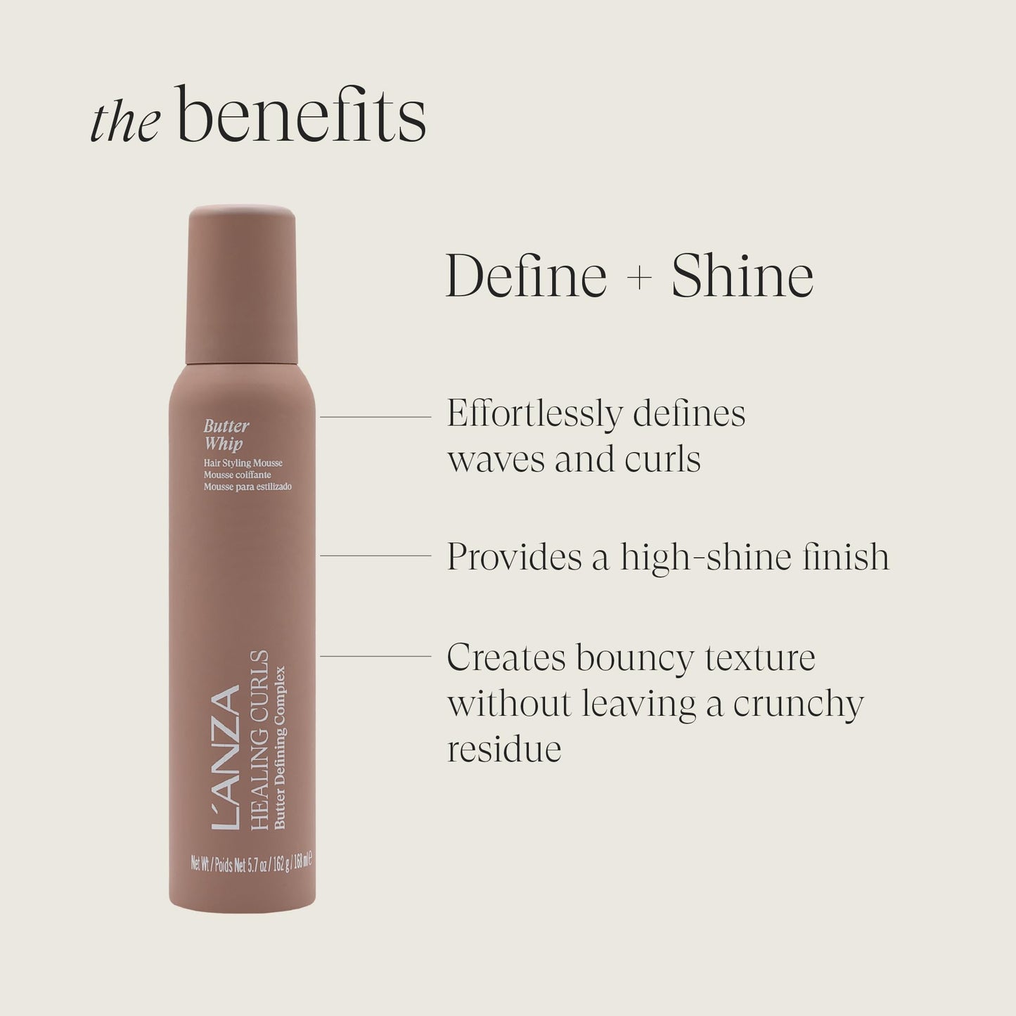 L'ANZA Healing Curls Butter Whip Hair Styling Mousse, Curly Shampoo & Conditioner Set, Detangles & Defines Curls, Texture Control, Deep Hydration