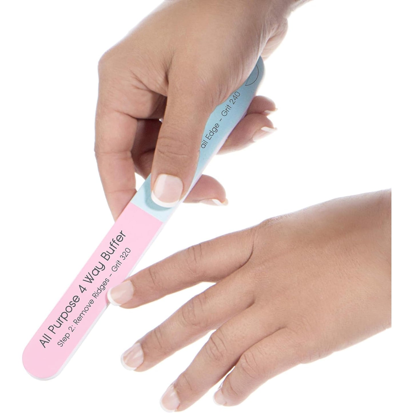 Iridesi 4 Way Finger Nail File and Buffer, Emery Boards for Natural Nails, 4 Fingernail Files in 1, Professional Filer Board and Shiners, 7 Inches