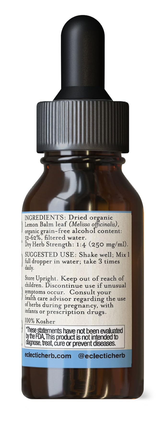 Eclectic Herb - Organic Lemon Balm Extract | Pure Herbal Drops for Calm & Relaxation | Nervous System Support | Vegan, Natural, Non GMO, Gluten Free