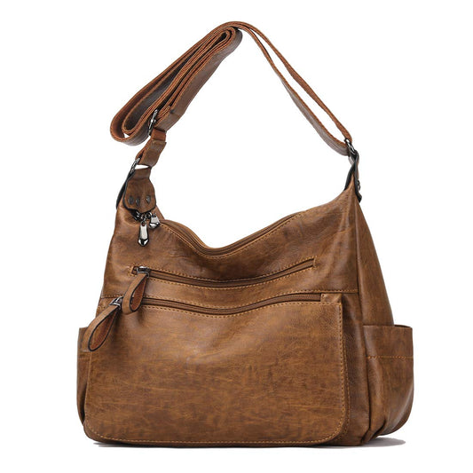 Artwell Fashion Crossbody Bag For Women Shoulder Bag Soft PU Leather Handbags Purses Multi Pocket Hobo Tote Bag (Brown)