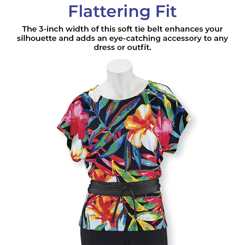 Wrap-tie Belt for Women, Soft Faux Leather Obi Belt, Cinch For Dress, Wrap Around Wide Waistband