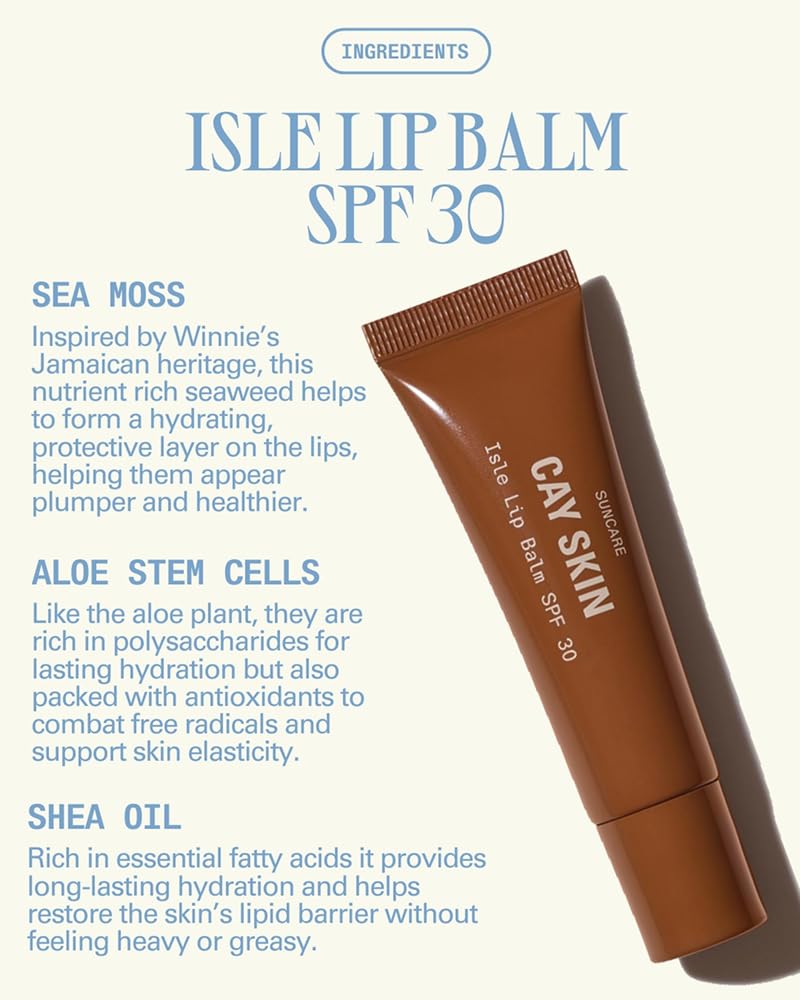 Cay Skin Isle Lip Balm SPF 30 - High Shine, Hydrating + Sheer Lip Gloss in Vanilla Brown Sugar Flavor - Formulated with Natural Ingredients for All Beauty and Personal Care Cay Skin