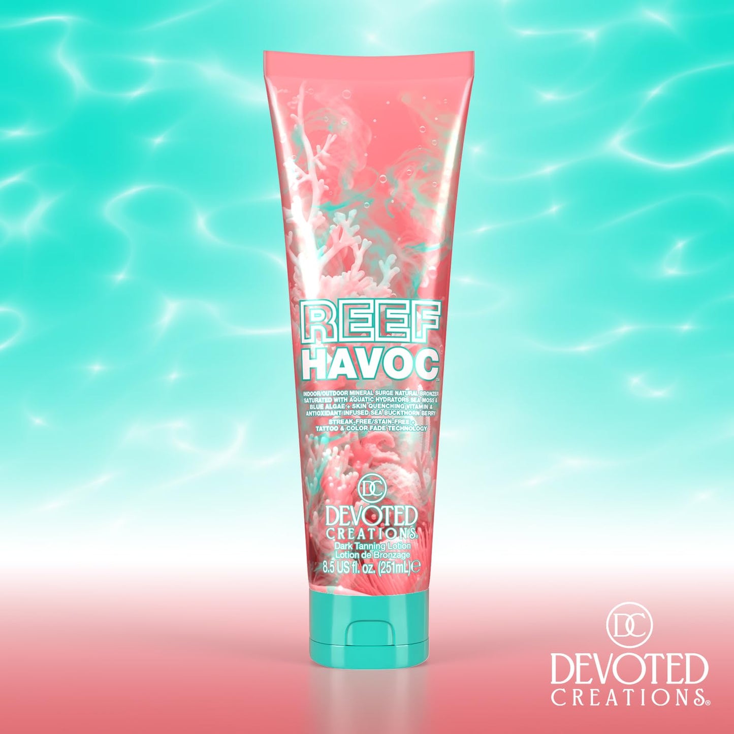 Devoted Creations Reef Havoc | Indoor/Outdoor Mineral Surge Natural Bronzer Dark Tanning Lotion