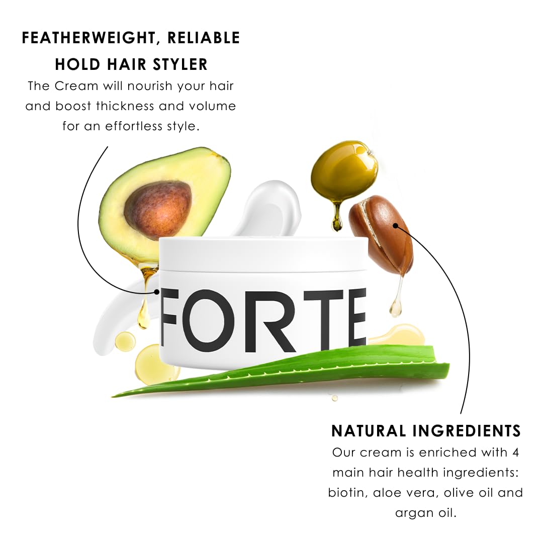 Forte Series Hair Styling Cream, 3 oz, Medium Hold, Light Cream, Volumizing & Thickening Cream for Men, Water Soluble Hair Texturizer for Easy Washout