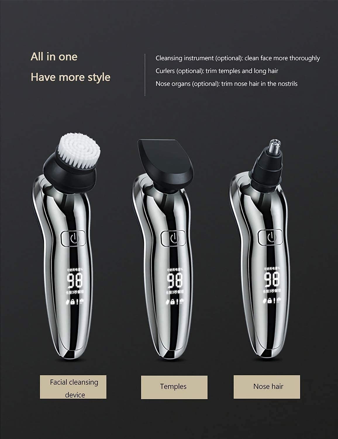 Electric Razor for Men, Dry Wet Waterproof Rotary Facial Shaver, Portable Face Shaver Cordless Travel USB Rechargeable with Nose Hair Trimmer,Facial Beauty and Personal Care LOFNJ