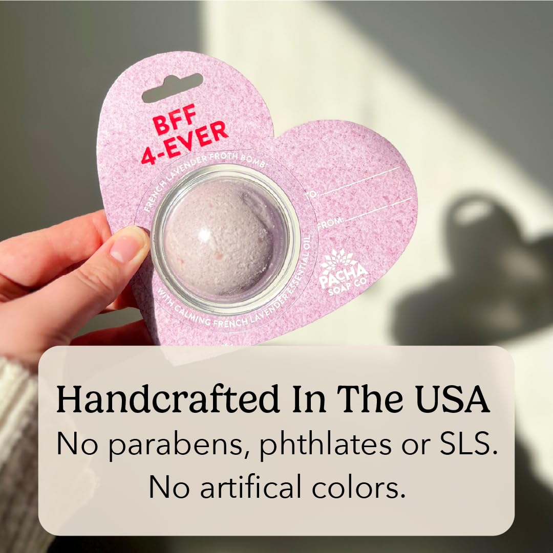 PACHA SOAP Co. Bath Bomb Cards, BFF 4-Ever, 3-Pack - Scents of French Lavender, Hearts, Nourishing, Moisturizing, Naturally Derived & Handcrafted…